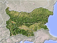 Bulgaria, shaded relief map.