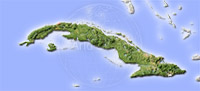 Cuba, shaded relief map.