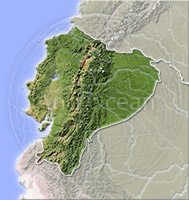 Ecuador, shaded relief map.