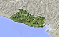 El Salvador, shaded relief map.