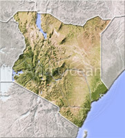 Kenya, shaded relief map.