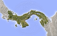 Panama, shaded relief map.