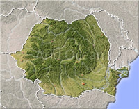 Romania, shaded relief map.