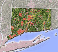 Connecticut, shaded relief map.