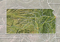Kansas, shaded relief map.