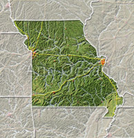 Missouri, shaded relief map.