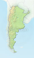 Argentina, shaded relief map.