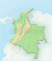 Colombia, shaded relief map.