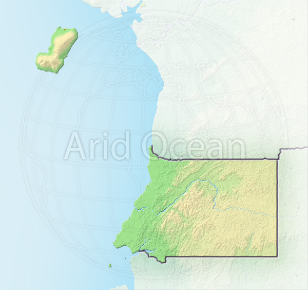 Equatorial Guinea, shaded relief map.