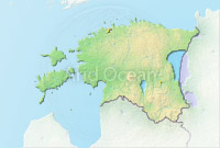 Estonia, shaded relief map.
