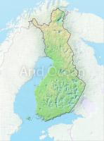 Finland, shaded relief map.
