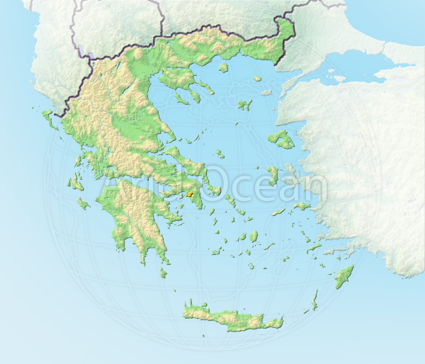 Greece, shaded relief map.