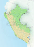 Peru, shaded relief map.