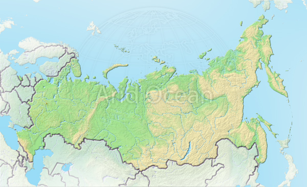 Russia, shaded relief map.