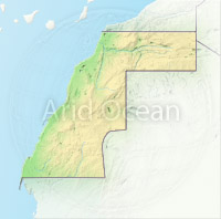 Western Sahara, shaded relief map.